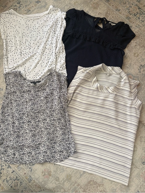 Tops - Women's Mixed Polka & Stripe Tops - Black, White, Cream - Assorted Pack